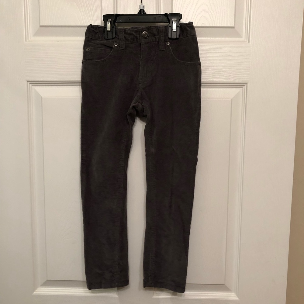 Boys, skinny leg charcoal grey corduroy pants